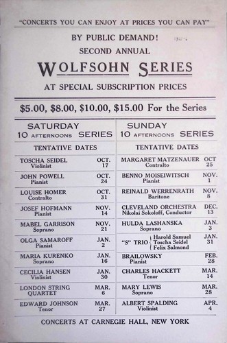 1925 wolfsohn series program - wolfsohn,